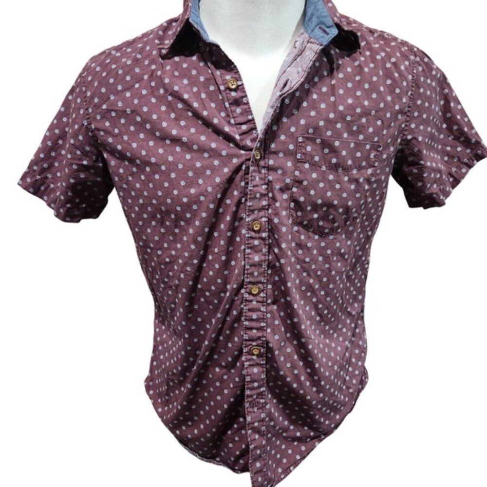 American Eagle Outfitters Men's Short Sleeve Button Down Shirt Polka Dot M